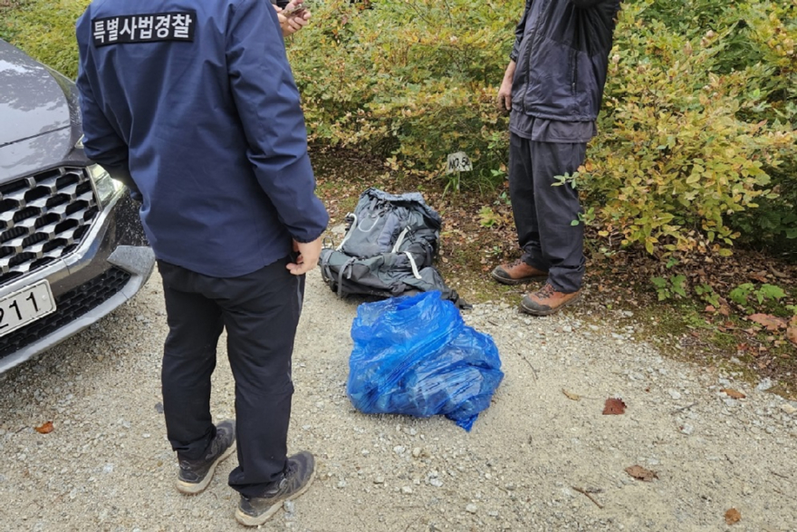사진1.산림특별사법경찰이 가을철 산림 내 불법행위를 집중 단속을 하고 있다.jpg